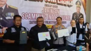 Polrestabes Surabaya Tetapkan 45 Tersangka Sindikat Penipuan Siber Internasional