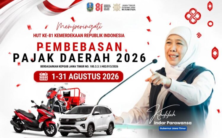 Kado HUT RI, Pemprov Jatim Bebaskan Denda Pajak Kendaraan hingga 31 Agustus 2026